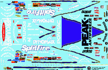 Slixx Decals '99 Peak DynoMax SplitFire Firebird Prostock driven by Jim Yates