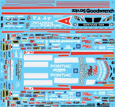 Slixx Decals Warren Johnson’s Black & Silver Goodwrench Trans Am/Firebird P/S (incl. Blk&Silver 30th anniv. version) & Grand Am Pro Stock
