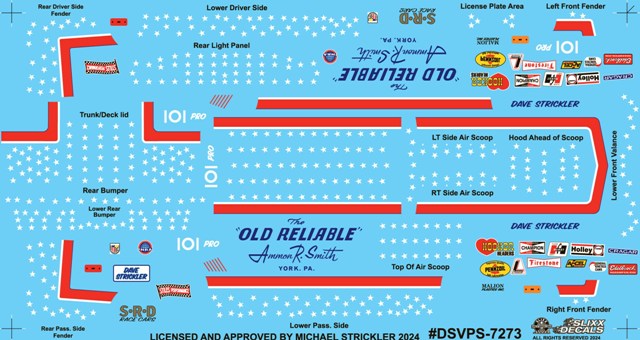 Slixx Decals Dave Strickler's Old Reliable Vega Pro Stock