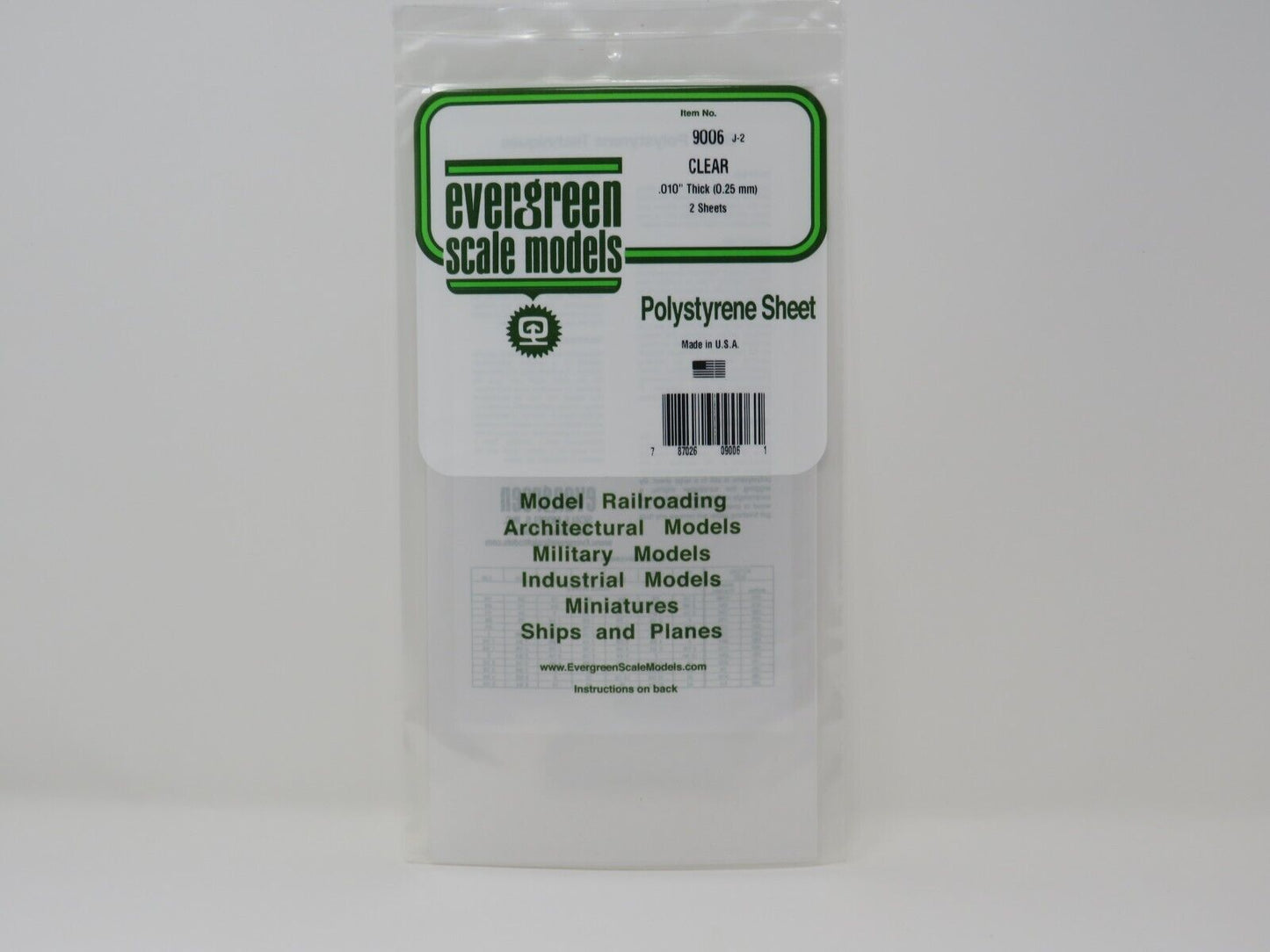 9006 Plain Sheet .010x6x12 (2) Styrene by Evergreen Scale Models EVE/9006
