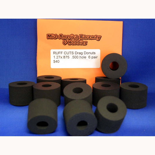 MARDRAG02 - 6 PAIRS OF RUFF CUT DRAG DONUTS. 1.27" DIAMETER X .875 WIDE X .500 HOLE