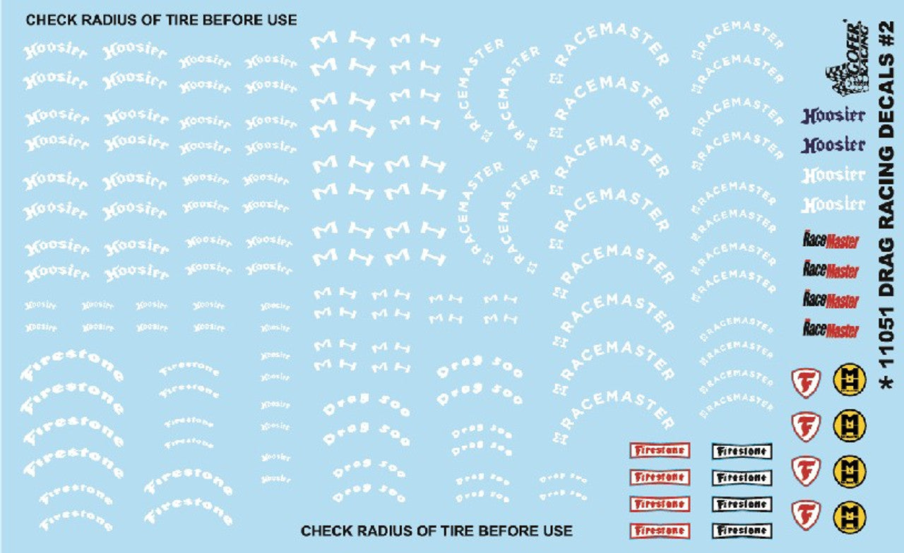 11051 Gofer Racing DECALS 1/24-1/25 Drag Racing Tire Logos #2