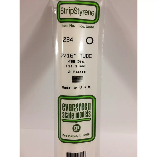 Evergreen 234 Styrene Plastic Tube 7/16" x 14" (2)