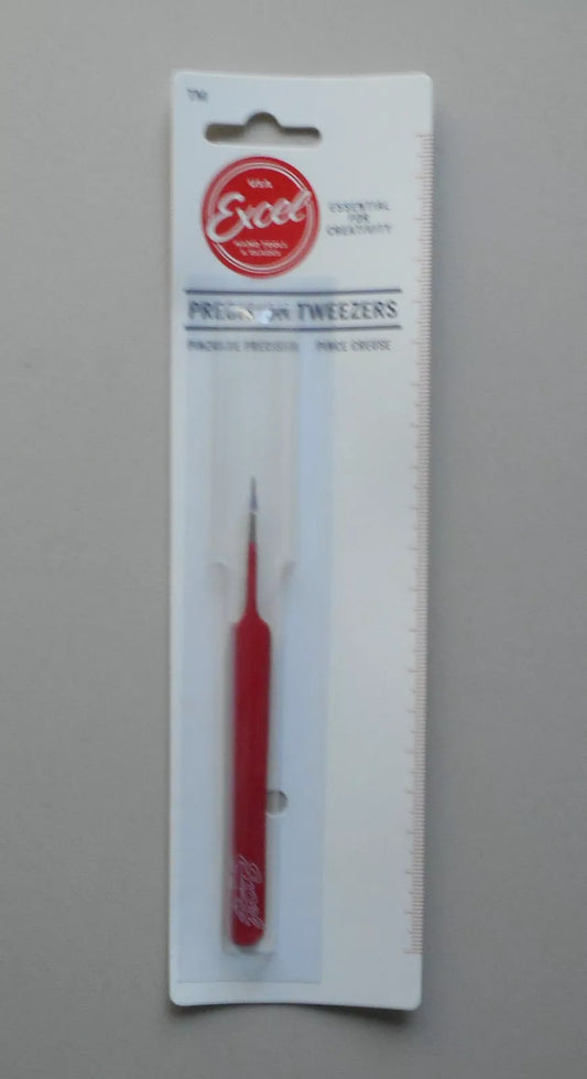 4.5” Stainless Steel Ultra Fine Tweezers Model Red Straight Tip EXCEL Tool 30427