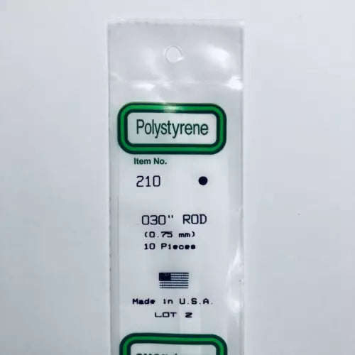 Evergreen 210 Styrene Plastic Rod 0.030" x 14" (10)
