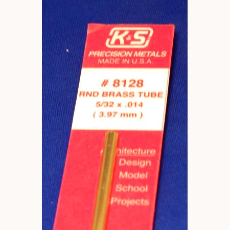 KS8128 - 5/32 OD Round Brass Tube. 5/32x.14x 12" long