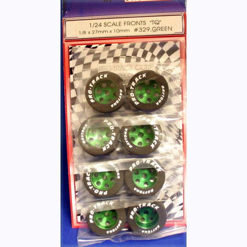 27mmx10mm front tires for hard body cars - anodized Green PTM329GR