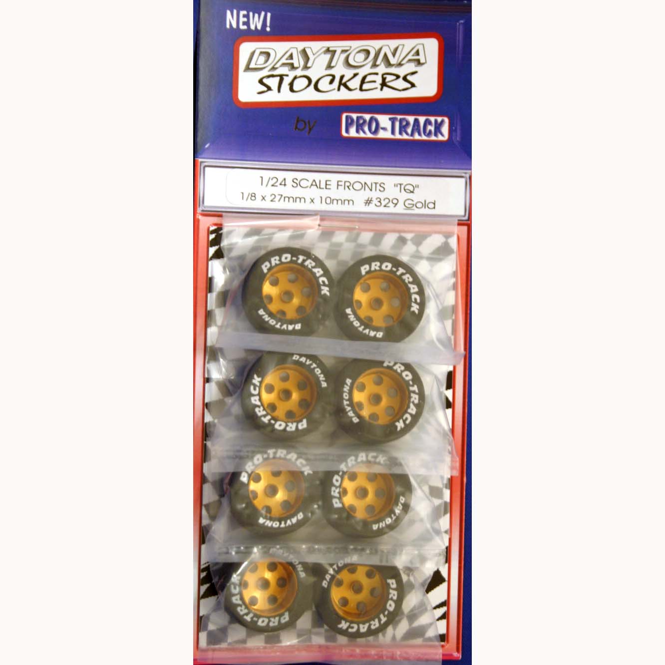 PTM329G - 27mmx10mm front tires for hard body cars - 1 pair anodized gold