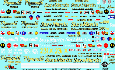 Slixx Decals Sox & Martin Early '70's Dusters '68-'69 Cudas