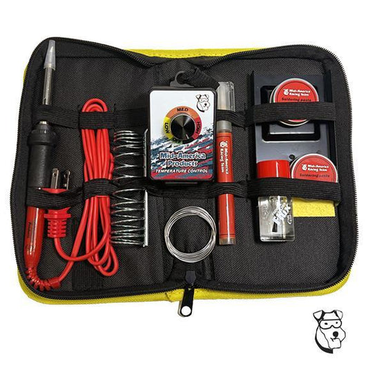 Soldering Iron Kit - Temp Control, 2 Pc Stand, Flux Syringe, Acid Bottle & Solder MID 118K