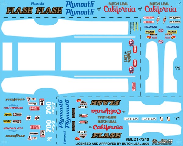 Slixx Decals Butch Leal's '71/'72 Duster Pro Stocks