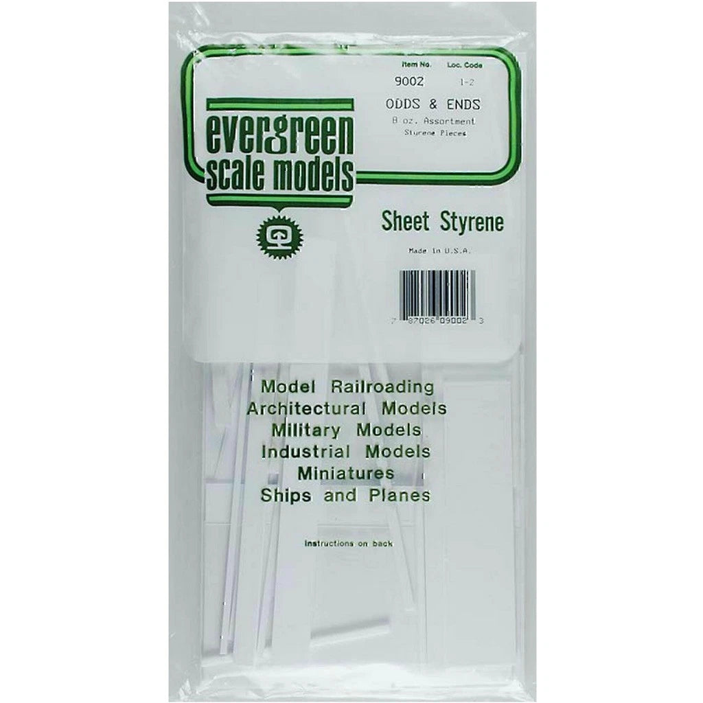 9002  Evergreen Scale Models 9002 Styrene Sheet Odds and ends 8 oz shape assortment