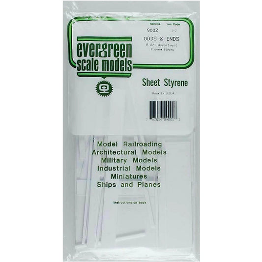 9002  Evergreen Scale Models 9002 Styrene Sheet Odds and ends 8 oz shape assortment