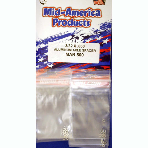 MAR500 MID-AMERICA 3/32 X .050 ALUMINUM AXLE SPACER (8)
