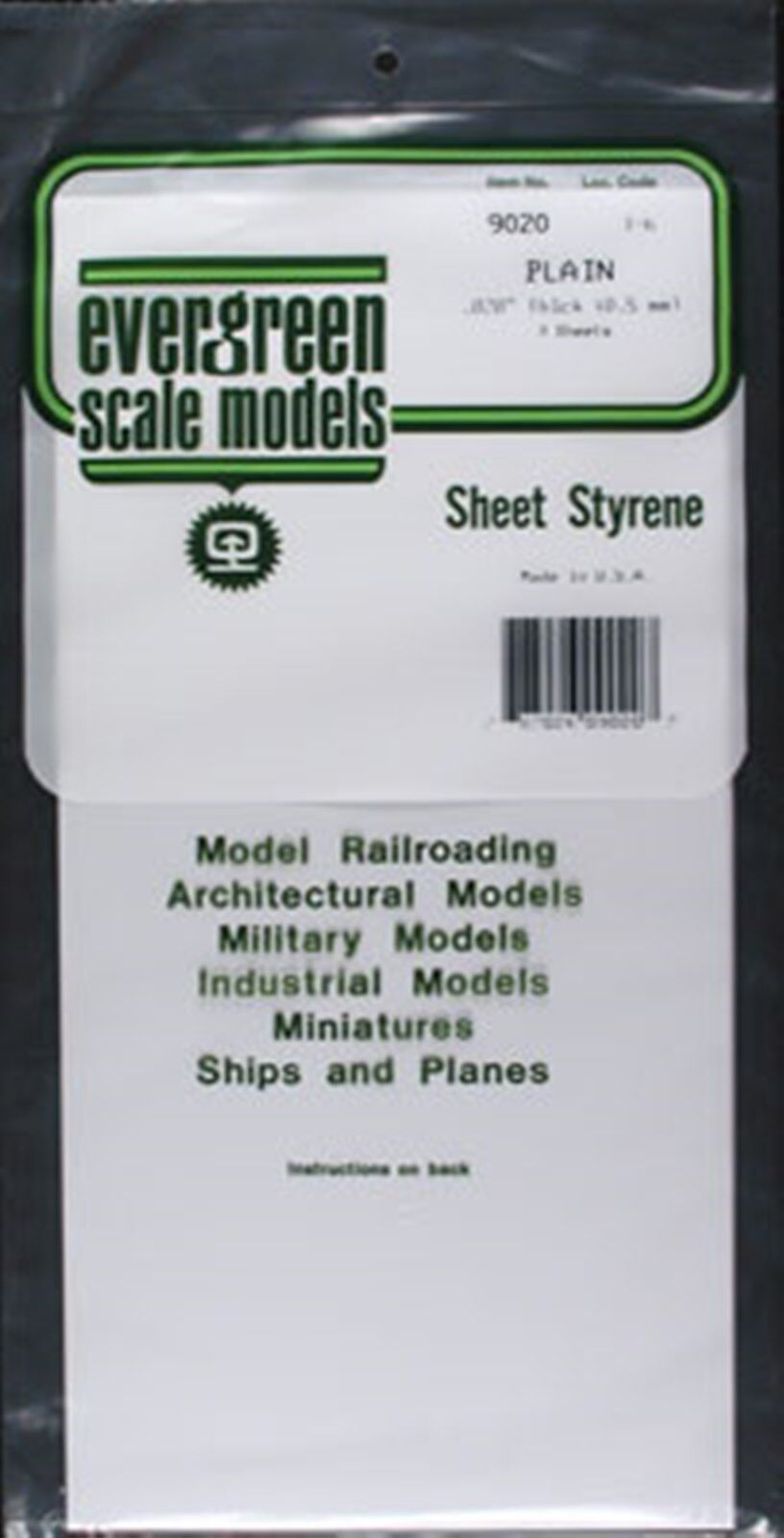 Evergreen 9020 Plain Sheet .020x6x12 (3) Styrene by Evergreen Scale Models EVG9020