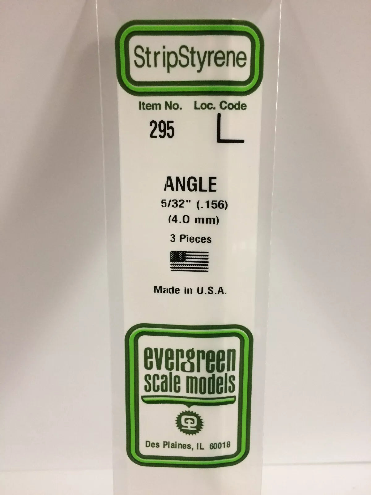 NEW Evergreen Scale Models #295 Polystyrene Angles .156 x 14 in 3 Pk