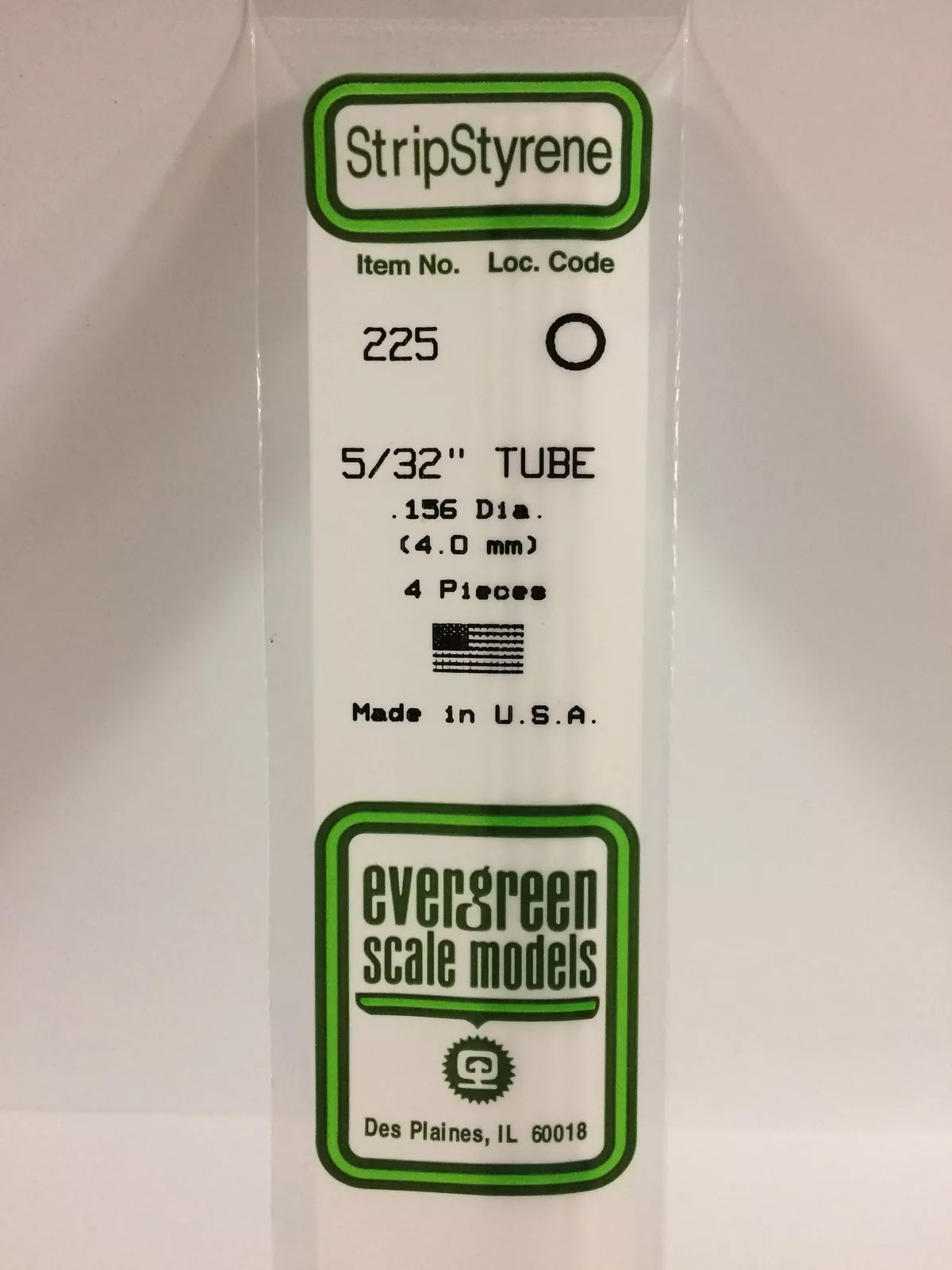 Evergreen Scale Models Styrene Tube .156in .40cm Diameter pkg(4) 225Opens in a new window or tab Brand New