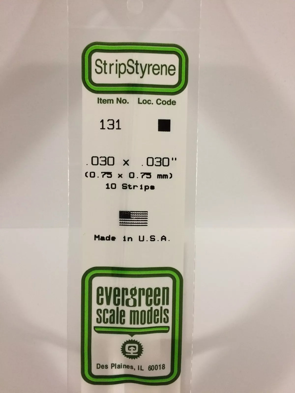 Evergreen Scale Models Styrene Strip .030in Thick 14in Long; pkg(10) x .030i 131