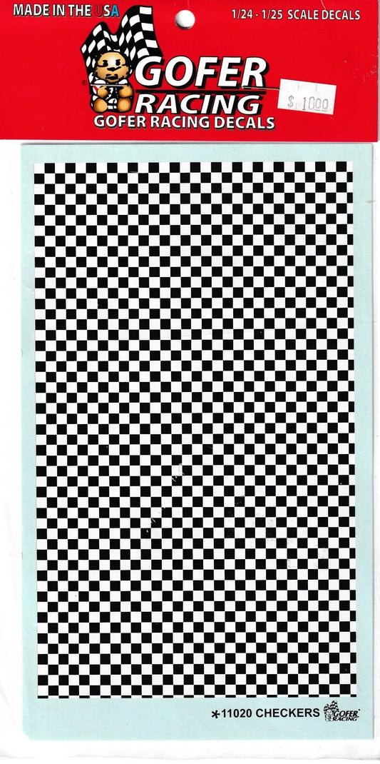 Gofer Racing 1/24 Checkerboard Waterslide Decal 7.8" x 4.6" 11020