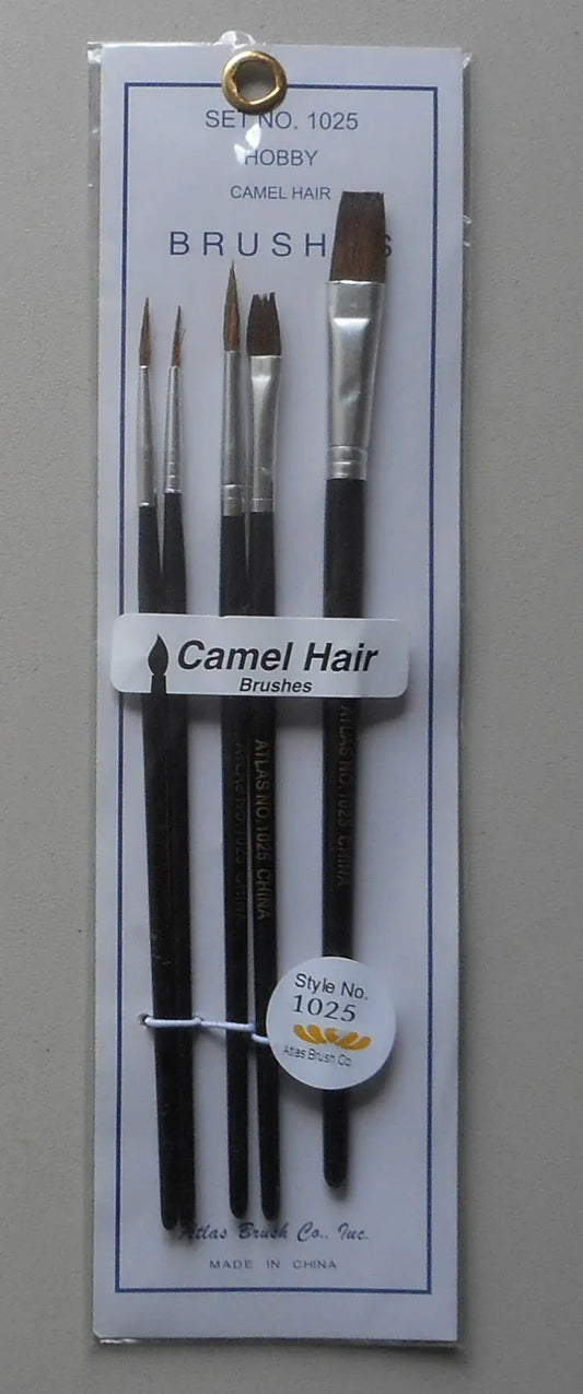 5 ATLAS CAMEL HAIR BRUSHES PAINT BRUSH HOBBY CRAFT TOOL MODEL ACCESSORY 1025