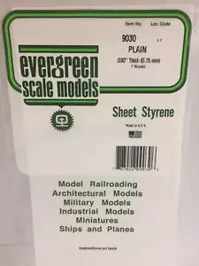 Evergreen Scale Models Styrene Sheet Plain 6 x 12in 15.2 x 30.5cm .030in .0 9030