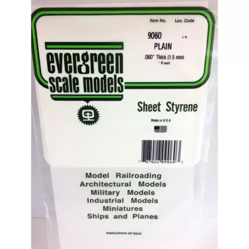 Evergreen 9060 Styrene Plastic Plain Sheet .060x6x12 (1)
