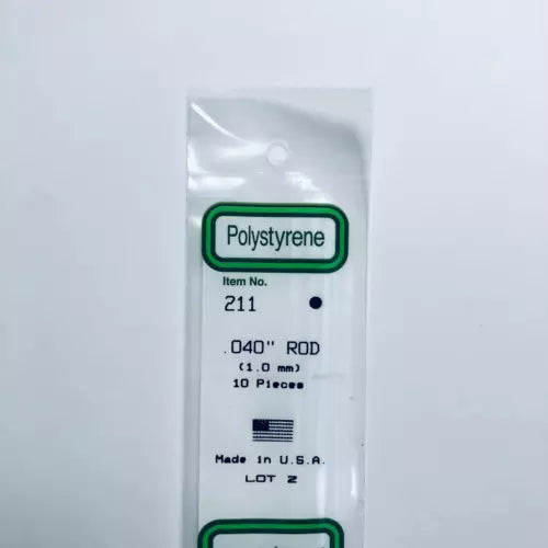Evergreen 211 Styrene Plastic Rod 0.040" x 14" (10)