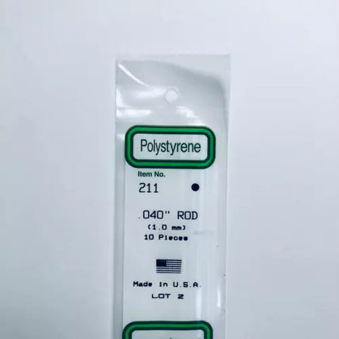 Evergreen 211 Styrene Plastic Rod 0.040" x 14" (10)