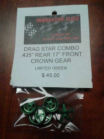 DRAG STAR COMBO .435" REAR 17" FRONT CROWN GEAR LIMITED GREEN