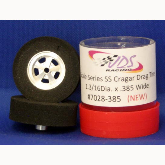 JDS7028-385 - Cragar style Drag Rear Tires .385 wide 3/32 axle 1 3/16 diameter - Innovative Slots