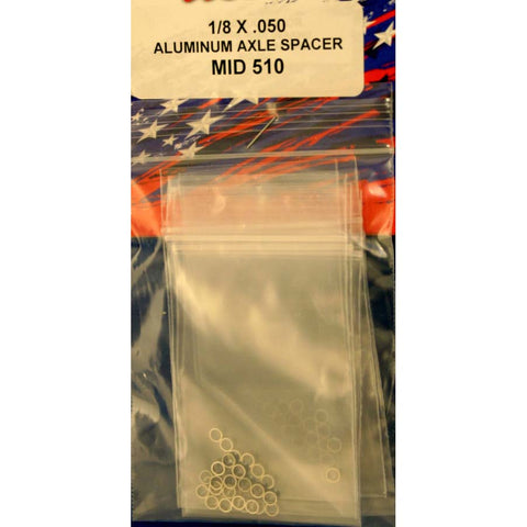 MID-AMERICA 1/8 X .050 ALUMINUM AXLE SPACER 8 PIECES MAR510