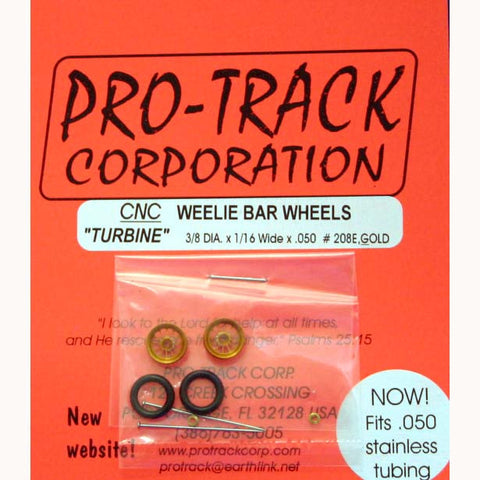 PTM208E,G PROTRACK WHEELIE WHEELS TURBINE GOLD - Innovative Slots