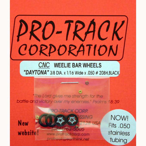 PTM208H,BL - Wheelie Bar Wheel Daytona pattern, anodized black - Innovative Slots