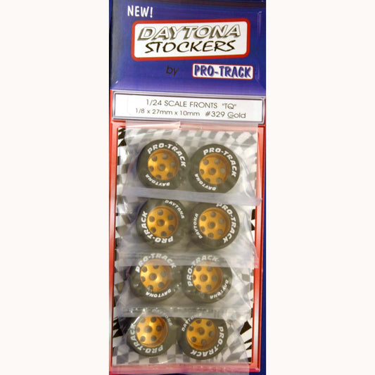 PTM329G -  27mmx10mm front tires for hard body cars - 1 pair anodized gold