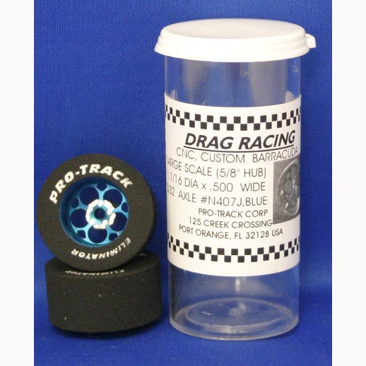 PTMN407J,B -  3/32 axle, they are 1 1/16" in diameter and .535 wide. Magnum - Innovative Slots