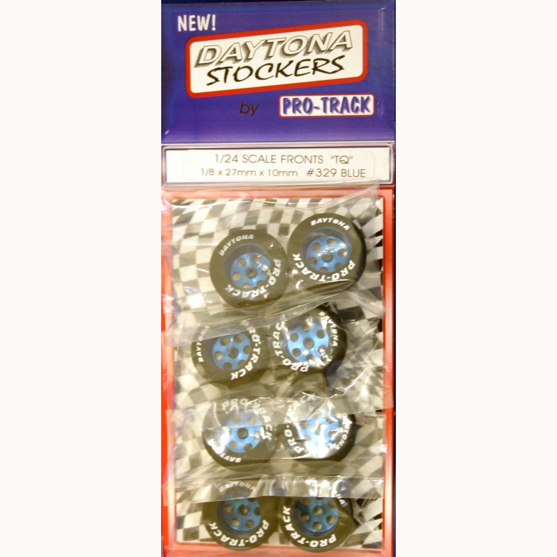 PTM329B - 27mmx10mm front tires for hard body cars - 1 pair anodized Blue